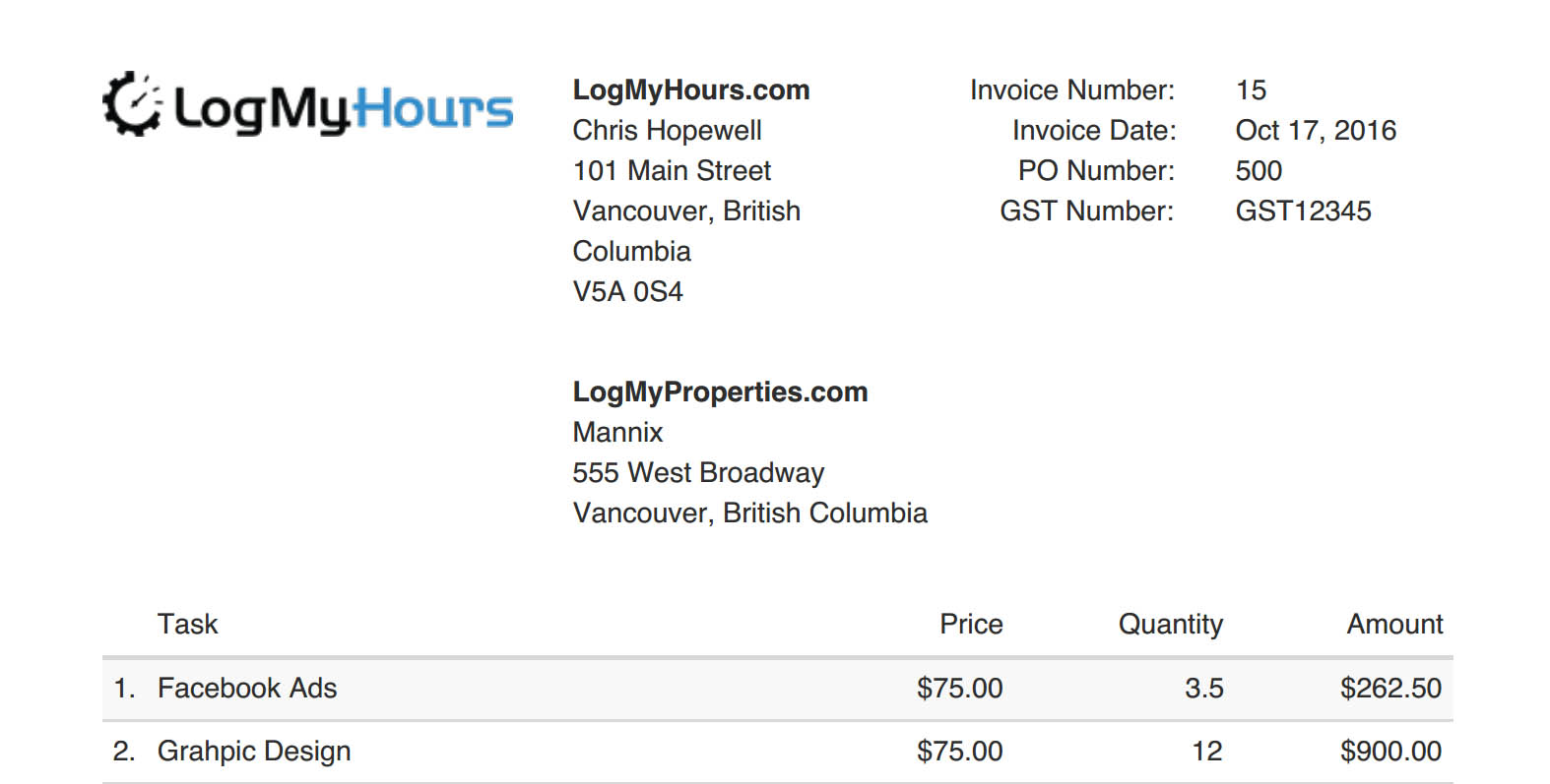 Log My Hours Invoicing